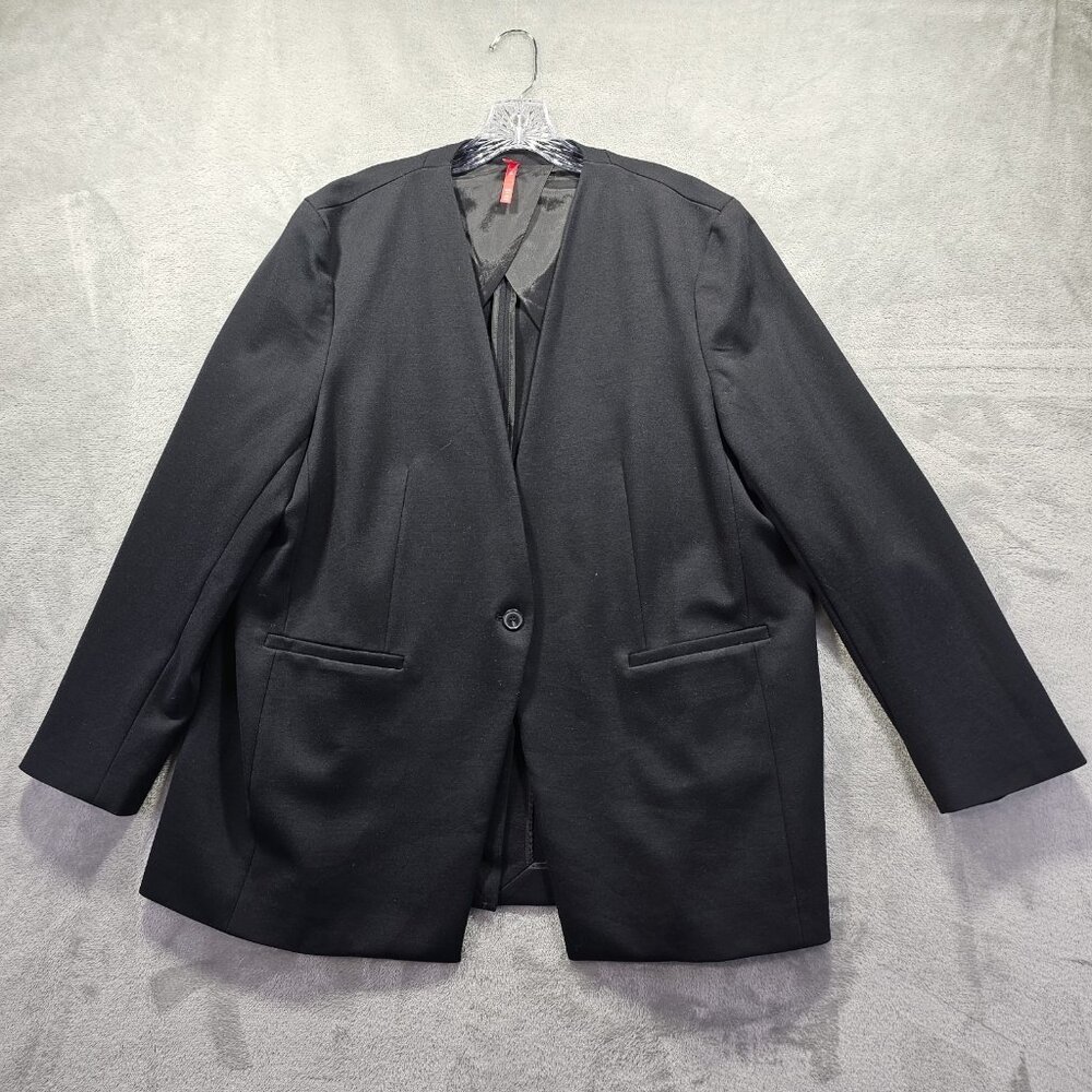 Spanx The Perfect Collarless Black Oversized Single Button Blazer Womens XL